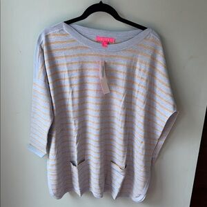 Lilly Pulitzer Striped Sweater in Blue and Gold